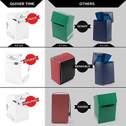 Quiver Time White Trading Card Deck Block & Card Sleeves Bundle Fits Magic: The Gathering Cards & Other TCG - 100+ Standard Deck Box with 2 Dividers and 100 Artemis White Sleeves (66 x 93 mm) | 1 deck box 100+ with 2 dividers and 100 Artemis white sleeves