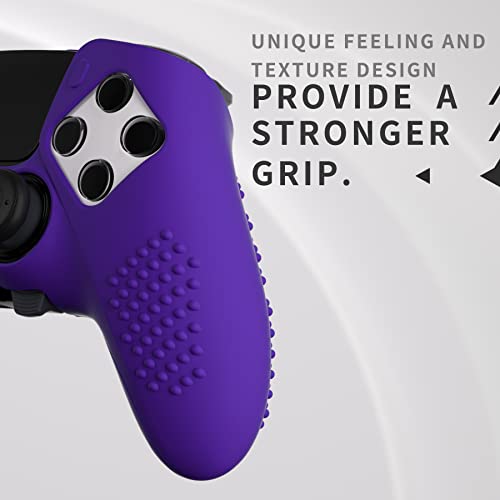 PlayVital 3D Studded Edition Anti-Slip Silicone Cover Case for ps5 Edge Controller, Soft Rubber Protector Skin for ps5 Edge Wireless Controller with 6 Thumb Grip Caps - Purple - color: Purple