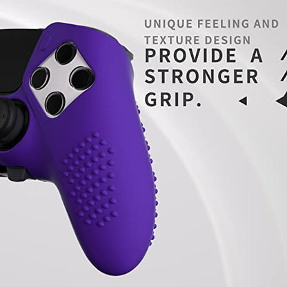 PlayVital 3D Studded Edition Anti-Slip Silicone Cover Case for ps5 Edge Controller, Soft Rubber Protector Skin for ps5 Edge Wireless Controller with 6 Thumb Grip Caps - Purple - color: Purple