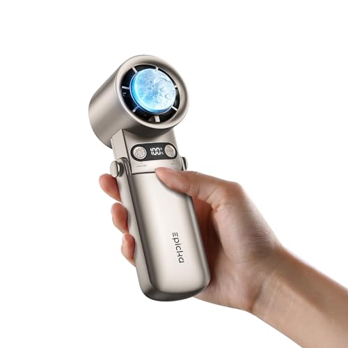 EPICKA Portable Handheld Fan with Ice Cooler - 25H Runtime, Rechargeable 6800mAh Personal Turbo Fan with Power Bank, Fast Charging, 0-100 Speed, Gifts for Women, Summer Travel Essentials, Gold - color: Gold