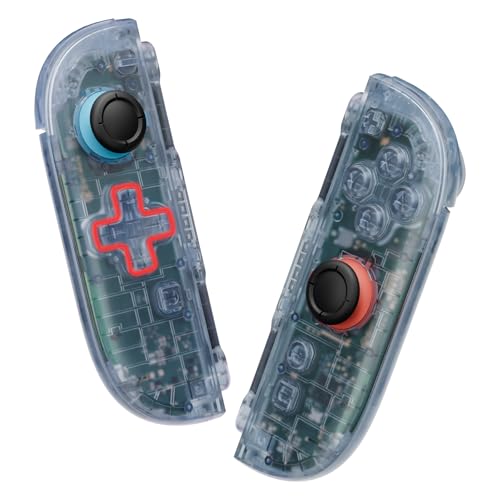 eXtremeRate DIY Replacement Shell (D-Pad Ver) Buttons for Joycon 2, Custom Full Set Housing + Decorative Strips + Middle Bracket + Buttons for Nintendo Switch 2 - Deluxe Version - Clear Glacier Blue - color: Clear Glacier Blue