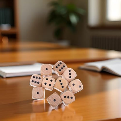 10Pcs Wooden D6 Dice Set, 20mm Round Corner, 6 Sided Gaming Dice for Adults Standard Game Dice