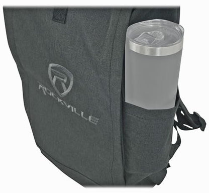 Rockville RPAK Charcoal Durable Backpack Bag with Padded Laptop Pocket | Stylish Nylon Fabric, Fits 15" Laptop, Hidden Zippered Pocket, Adjustable Straps, 2 Side Pockets - color: Charcoal
