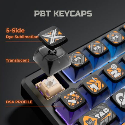 RK ROYAL KLUDGE R98 Pro Wired Mechanical Keyboard, RGB PC Gaming Keyboard with Number Pad and Volume Knob, dye Sublimation DSA Profile Pudding Keycaps, for Win/Mac, Hot Swappable Linear Cream Switch - color: Black-Translucent, size: Hot Swappable Cream Sw
