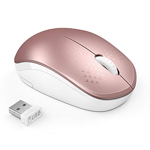 seenda Wireless Mouse, 2.4G Noiseless Mouse with USB Receiver Portable Computer Mice for PC, Tablet, Laptop, Notebook - Rose Gold&White - color: Rose Gold and White