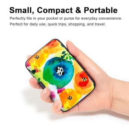 Credit Card Holder Small RFID Blocking Wallet Business Metal Slim Mini Aluminum Hard Case for Women Men - color: Abstract Watercolor Flowers