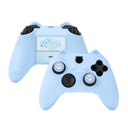 GeekShare Cat Paw Controller Skin Grips Set Anti-Slip Silicone Protective Cover Skin Case Compatible with Xbox Series X Controller with 2 Thumb Grip Caps and 1 Sticker (Blue) - color: Blue