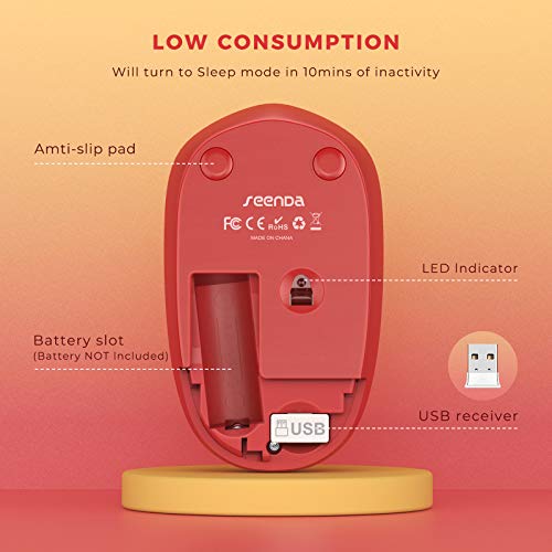 seenda Wireless Mouse for Laptop, 2.4G Noiseless Mouse with USB Receiver - Optical Tracking Portable Computer Mice for Chromebook, PC, Tablet, Windows System, 24 Months Battery Life - Gradient Red - color: Gradient Red