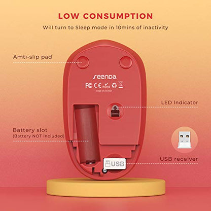 seenda Wireless Mouse for Laptop, 2.4G Noiseless Mouse with USB Receiver - Optical Tracking Portable Computer Mice for Chromebook, PC, Tablet, Windows System, 24 Months Battery Life - Gradient Red - color: Gradient Red