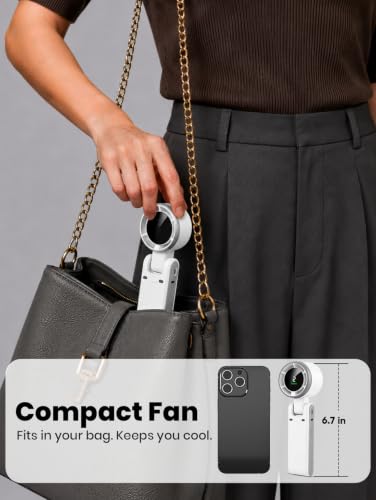 EcoNour Portable Handheld Fan - 5 Gear High Speed 13550 RPM Rechargeable Mini Personal Hand Fans that Blow Cold Air, Battery Powered Travel Fan Essentials, for Women, Men - White - color: white