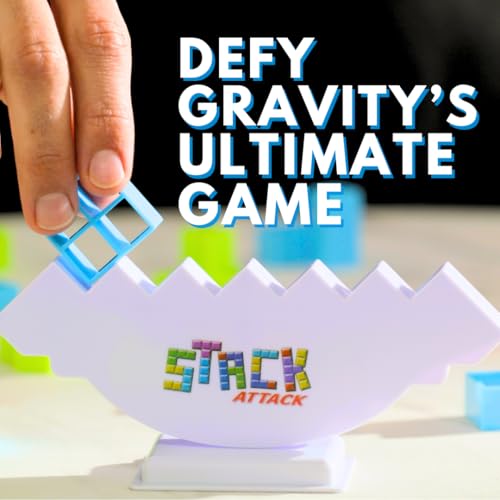 Stack Attack Tower Game for Kids & Adults, Family Balance Stacking Game Set | 48 pieces, 36 challenge cards, balance and stacking gameplay, family game night, gift for kids and adults