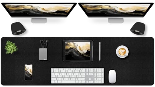 Large Desk Pad Mat, Long Mouse Pads for Desks Non-Slip, Black Leather Desk Mat, Waterproof Computer Mat Desktop Protector for Office/Study/Home/Decor (47.2" x 16.9") - color: Black Grey, size: 47.2" x 16.9"