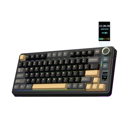 EPOMAKER X Aula EA75 MAX Wireless Gaming Keyboard with Screen & Knob | 5000mAh, Hot-Swap, Lubed Switches, RGB Backlit, Creamy Gasket, 75% Mechanical Keyboard (Black, Reaper Switch) - color: Black, size: Reaper Switch
