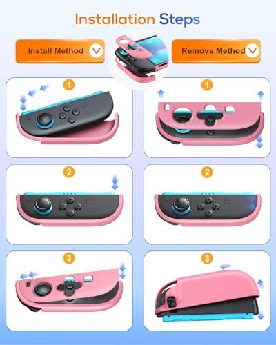FYOUNG Protective Case for Nintendo Switch 2, Slim Hard Shell Accessories | Switch 2 Cute Case, Scratch&Shock Protection Cover with Screen Protector, 8 Thumb Grip (Solid Pink, Switch 2 7.9inch) - color: Solid Pink