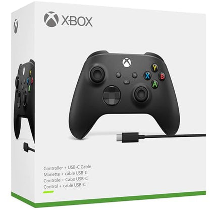 Microsoft Xbox Wireless Controller w/USB-C Cable for PC, Carbon Black, 1V8-00001 (2-Pack) (Renewed) - color: Carbon Black + USB-C Cables