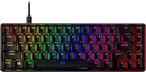 HyperX Alloy Origins 65 - Mechanical Gaming Keyboard – Compact 65% Form Factor - Linear Red Switch - Double Shot PBT Keycaps - RGB LED Backlit - NGENUITY Software Compatible, Black (Pack of 10) - color: Black, size: 65% (Pack of 10), style: HyperX Red