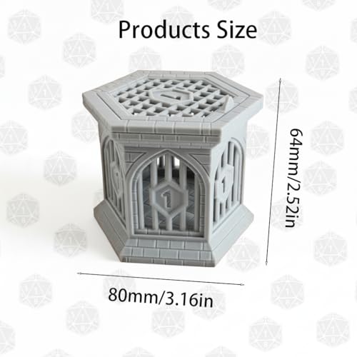 Dice Jail with Secure Clip-On Lid - Fun Dungeon Cage Prison for Tabletop RPG Polyhedral Dice Games (Includes Free 7-Piece Polyhedral Dice Set) (Gray) - color: Gray