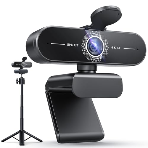 EMEET C60E 4K Webcam with Tripod, Streaming Camera with PDAF Autofocus | Dual Microphones, Auto Light Correction, 73° FOV, Plug & Play USB Webcam for Live Streaming, Gaming & Real-Time Interaction - style: Single-Camera w/ Tripod