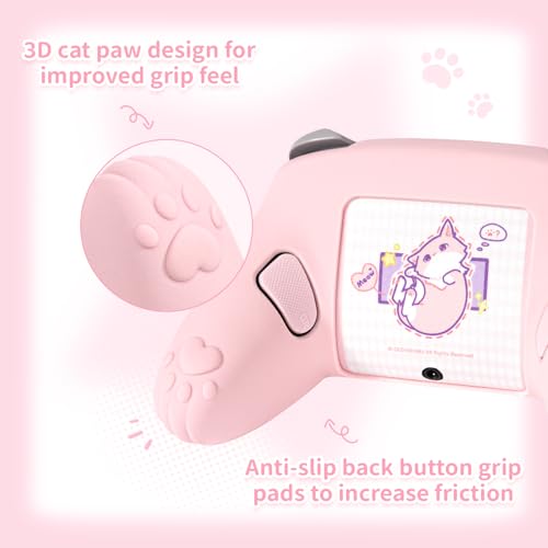 GeekShare Cat Paw Silicone Controller Skin Grips Set Compatible with Switch 2 Pro-Anti-Slip Silicone Protective Cover Case Joystick Caps for Switch 2 Pro Wireless Controller (Pink) - color: Pink