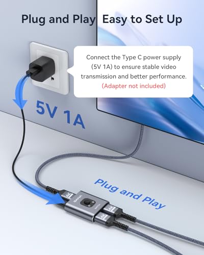 HDMI Switch 4K@60Hz Splitter【with 3FT HDMI Cable】, GANA Aluminum Bidirectional HDMI Switcher 2 in 1 Out, HDMI Hub for 3D, HDR, Compatible with Xbox, PS5/4/3,Fire Stick,Roku,Blu-Ray Player - color: Gray with 3Ft Cable