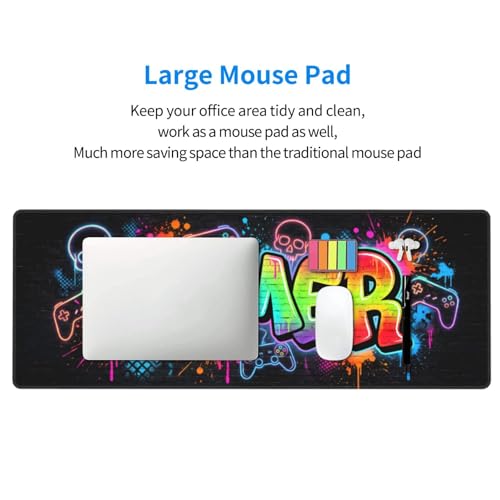 Colorful Graffiti Gamer Gaming Mouse Pad, Large Extended Desk Mat (31.5x11.8 in), Non-Slip Rubber Base Stitched Edges Mousepad for Office Gaming - color: 20
