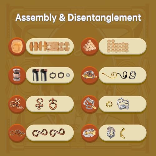 RLYLF 8 Pieces IQ Logic Training Brain Teaser Puzzles for Adults and Kids Family Games Party Favor Coffee Time Challenging Assembly and Disassembly Desk Toys - style: Style A