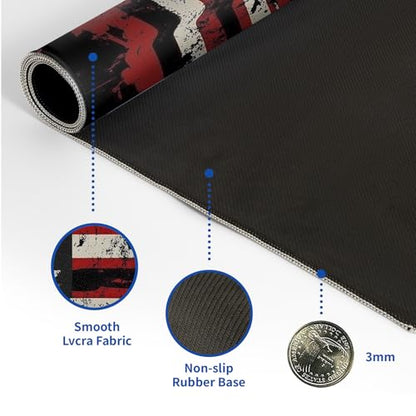 American Flag Mouse Pad Abstract American Mouse Pad 31.5x11.8 Inch Flag Texture Non-Slip Rubber Base Large Mousepad Stitched Edges Keyboard Mouse Mat Desk Pad for Office and Home - color: American Flag