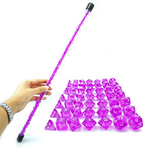 Bescon 49pcs Gem Purple Mini Polyhedral Dice Set in Long Tube, Gem Mini Role Playing Polyhedral Dice 7X7pcs, Long Stick Set - color: 7x7 49pcs Gem Purple Tube