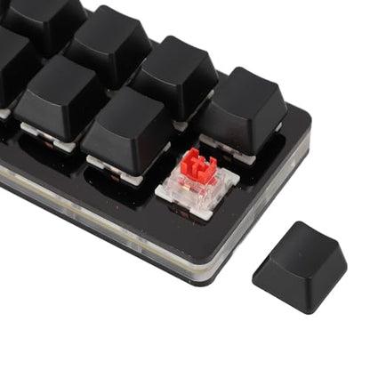 Tissting 12 Key Programmable Gaming Keyboard Black USB Mini | Compact RGB Backlit One-Handed Mechanical Keypad for Macros, Shortcuts, and Rhythm Games, 6.3x3.9in/16x10cm