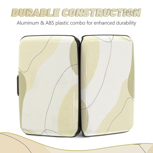 Credit Card Holder, Beige Mini RFID Aluminum Card Wallet Business Card Case | Small Blocking Slim Metal RFID Blocking Front Pocket Wallet Hard Case Durable CC Holder for Women Girls Arts - color: Art Modern Brown