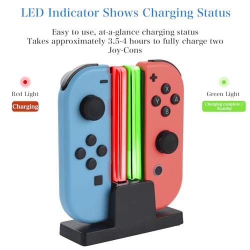ELUTENG Nintendo Switch Controller Charger, 2 Port Joycon Charging Dock with LED Indicator & 3.3Ft USB-C Charging Cable for Switch & Joy-Con Controllers - color: White