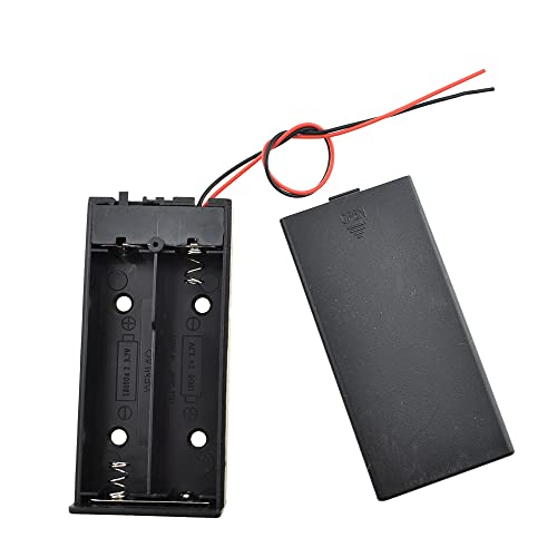 HAHIYO 18650 Battery Holder Bundle with Wire Sturdy Cover Flexible Springs Contact Build-in Switch Batteries Black Case Easy Install 5 Pieces for Wall Clocks Ham Radio Kids Toys - style: 18650-2-5P