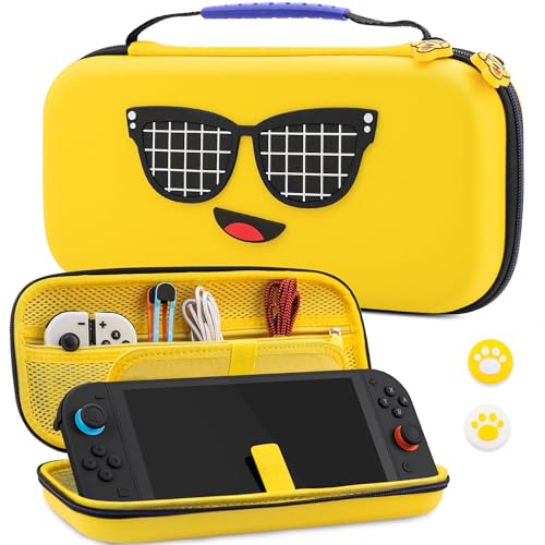 RHOTALL Case for Nintendo Switch 2(2025),Hard Protection Carrying Case with 12 Game Card Slots and Pockets for Accessories,Protective Portable Travel Bag Pouch for Fortnite Peely Switch 2,Yellow - color: yellow 32