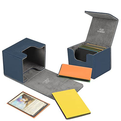 AEGIS GUARDIAN Card Deck Box for MTG, Commander Deck Box Hold 120+ Sleeved Cards, Leather Strong Magnet Card Deck Case Holder for Magic Cards TCG CCG, Blue - color: 3-1