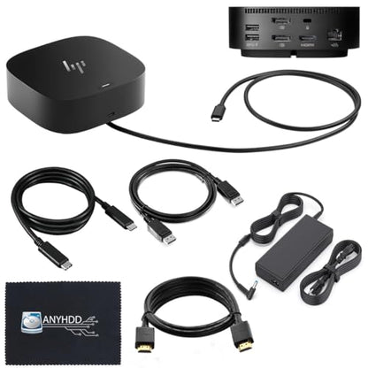 HP Docking Station for Laptop Dual Monitor and Charging Bundle - USB-C G5 Dock 5YH27AV#ABA with 120W Adapter + HDMI Cable + DisplayPort Cable + USB-C Cable + Microfiber Cloth (Renewed) - style: HP 5YH27AV#ABA Renewed