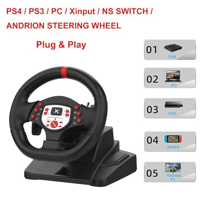 DOYO PS4 Steering Wheel and pedals and shifter, volante para PC, 180°gaming racing wheels Dual-Motor Feedback Driving Force for PS3/PS4/PC/Switch/Android