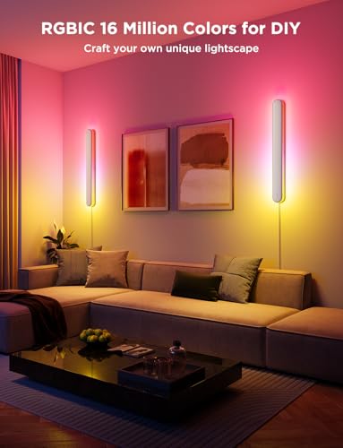 Govee Wall Sconce, Smart RGBIC Wall Lights, Works with Matter, 1 Pack | Music Sync, Color Changing Wall Mount Light Plug in, Modern Room Light for Living Room Bedroom Gaming Room Hallway