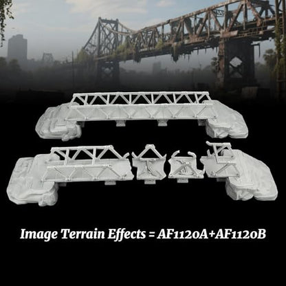 28mm Scenery - RPG Terrain Set for TTRPG Battle Maps(AF1120A) | Wargame Scenery Map Props for Dungeon Masters - Metallic Bridges - color: Af1120a Bridges