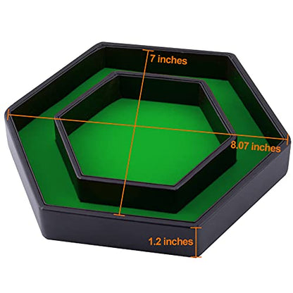SIQUK Dice Tray with Lid Hexagon Dice Rolling Tray Dice Holder for Dice Games Like RPG, DND and Other Table Games, Green - color: Green