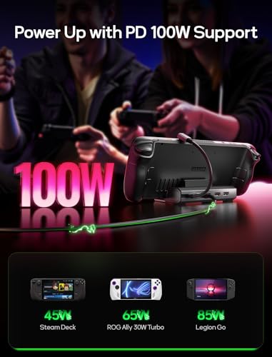 JSAUX 5-in-1 Docking Station & 65W Charger for Steam Deck/ROG Ally X-HB0602 | 4K@120Hz HDMI, 100Mbps Ethernet, 100W PD Fast Charging, 2 USB 2.0 Ports, Widely Compatible with SteamOS & Windows Handhelds - color: Gray (with 65W Charger)