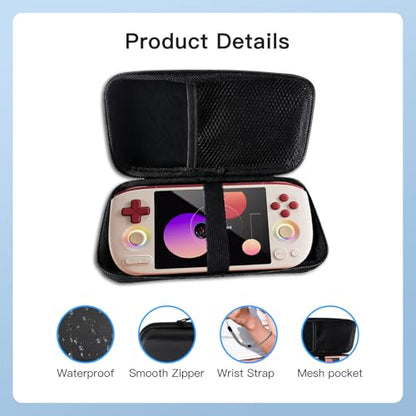 YAJOJO Carrying Case for AYANEO Pocket AIR Mini Handheld Game Console with Lanyard & Carabiner,Hard Shell Cover with Pocket for AYANEO Pocket AIR Mini & Accessories ,Shockproof(Black)