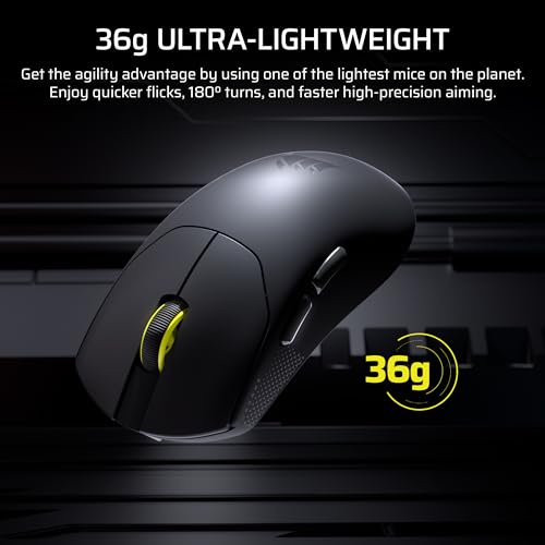 Corsair Sabre v2 PRO Ultralight FPS Wireless Gaming Mouse – 33,000 DPI, 36g Weight, 8,000Hz Hyper-Polling, Mechanical Switches, Up to 70-Hour Wireless Battery Life, Web Hub – Black - color: Black