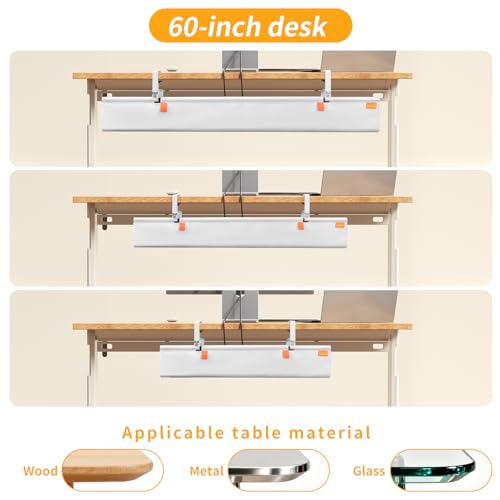 Under Desk Cable Management Tray No Drill,36Inch Cable Management,White | Clamp and Screw Mount Cable Management Tray, Extra Large Capacity Desk Cable Management, Fabric Wire Management for Office - color: White, size: 36"L x 5.5"W