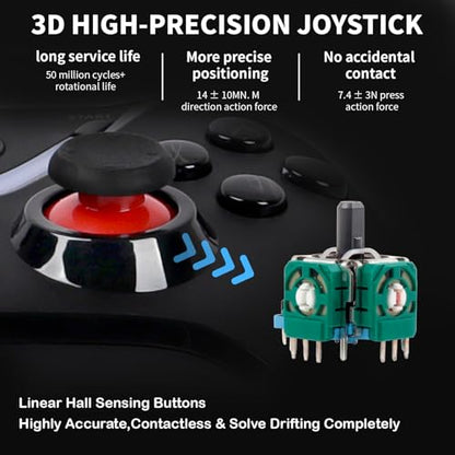 Wireless Game Controller with LED Lighting Compatible with Xbox One S/X, Xbox Series S/X Gaming Gamepad, Remote Joypad with 2.4G Wireless Adapter, Rechargeable Battery - color: Black