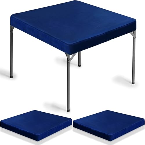 Frienda 2 Pack Felt Game Table Cover 34 x 34 Inches Square Folding Table Cloth Indoor Outdoor for Card Tables, Ideal for New Year Poker Mahjong Games, Picnic, Camping & Party - color: Navy blue