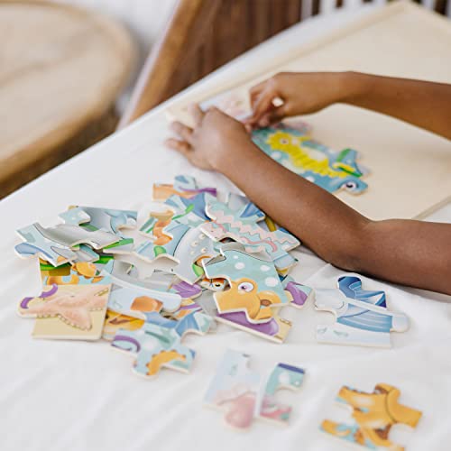 Melissa & Doug Under The Sea Ocean Animals Wooden Jigsaw Puzzle with Storage Tray (24 pcs) - style: Under the Sea Ocean Animals