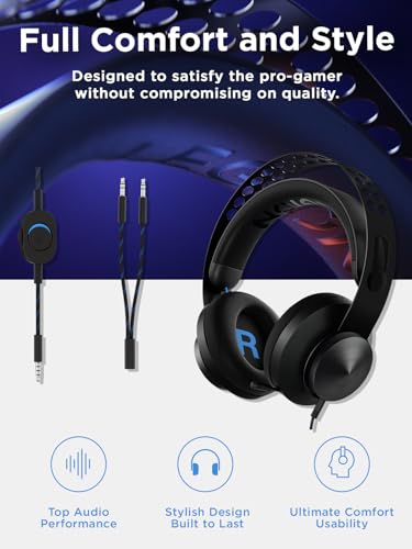 Lenovo Legion H300 Stereo Gaming Headset, Noise-Cancelling Mic, Memory Foam & PU Leather Earcups, Stainless Steel Headband, PC, PS4, Xbox One, Nintendo Switch, Mac, GXD0T69863, Black - style: H300