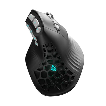 SOLAKAKA E9 PRO Vertical MMO Gaming Mouse with 8K Dongle- 36000 DPI PAW3395 Sensor,8,000Hz Polling Rate,Tri-Mode Ergonomic Wireless Mouse with 10 Side Buttons,RGB Mouse for PC/Mac - Black - color: Black-Gray