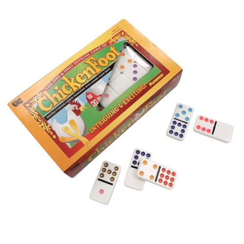 University Games, Chicken Foot Double 9 Color Dot Professional Size Dominoes, Classic Family Domino Game, 1 to 8 Players, Ages 6 and Up