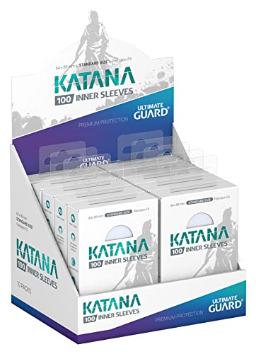 Ultimate Guard Katana Inner Card Sleeves, 100 Standard Size TCG Sleeves, 64 x 89mm, Clear, Tournament Sleeves, No PVC & Acid-Free, Optimal Double-Sleeving - color: Clear, size: Inner Standard